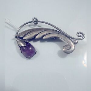 Vintage Taxco silver & amethyst blue bell   brooch